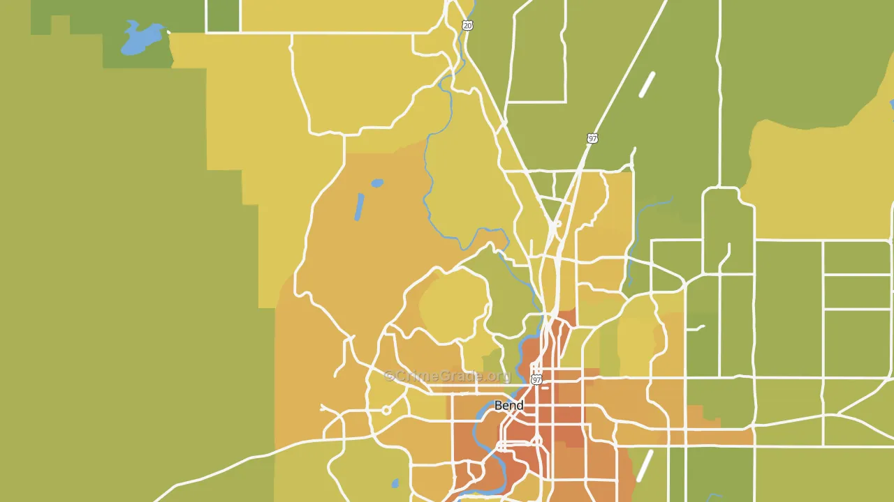 97703, OR Map of Vehicle Theft Rates