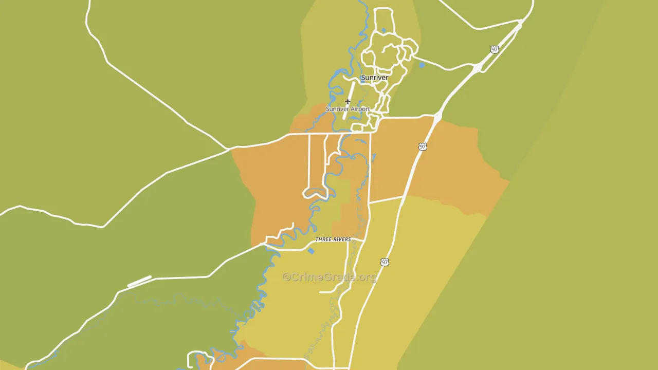 97707, OR Map of Vehicle Theft Rates