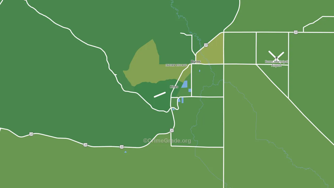 97738, OR Map of Vehicle Theft Rates