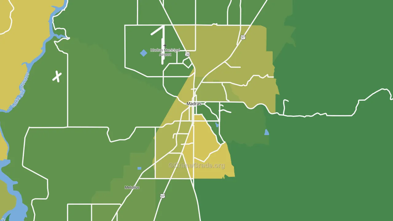 97741, OR Map of Vehicle Theft Rates