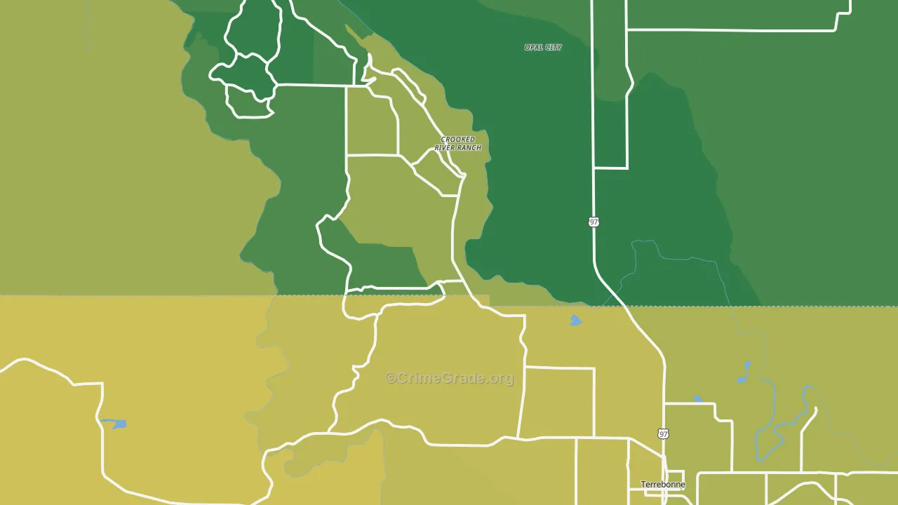 97760, OR Map of Vehicle Theft Rates