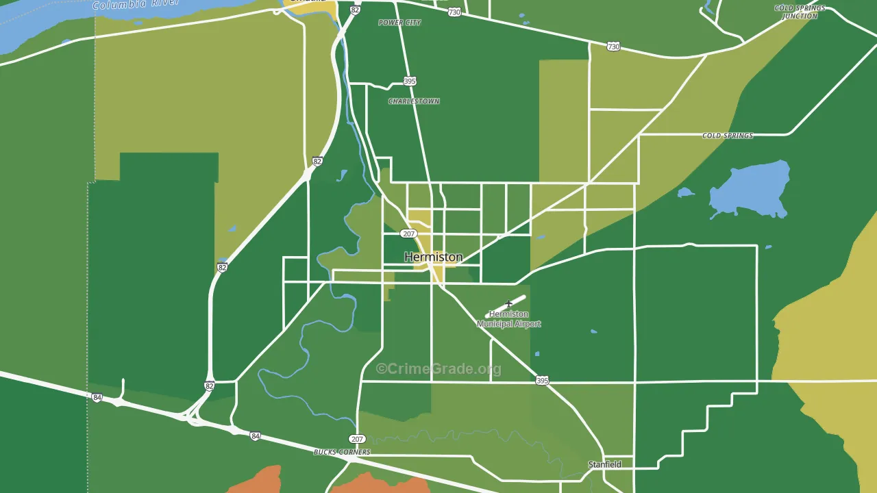 97838, OR Map of Vehicle Theft Rates
