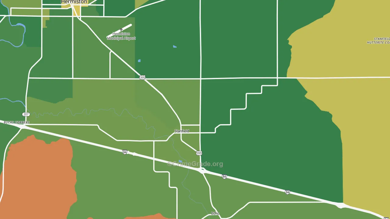 97875, OR Map of Vehicle Theft Rates