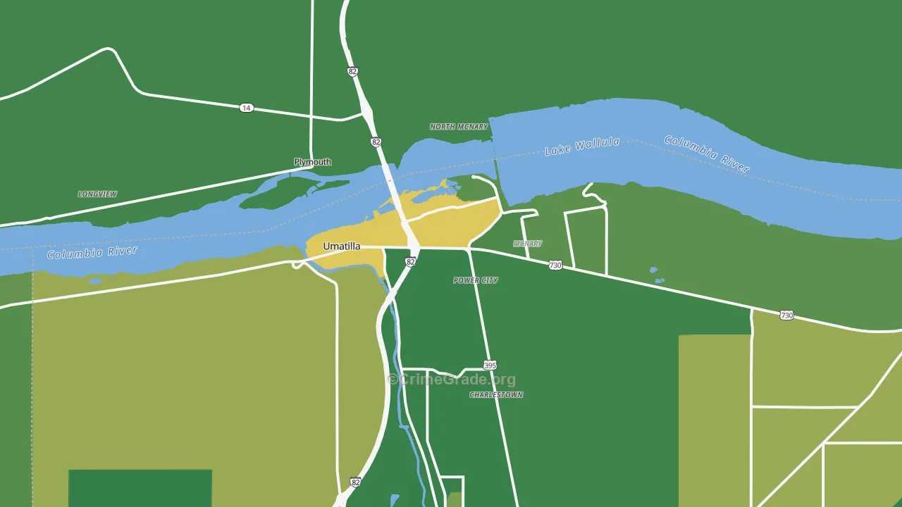 97882, OR Map of Vehicle Theft Rates