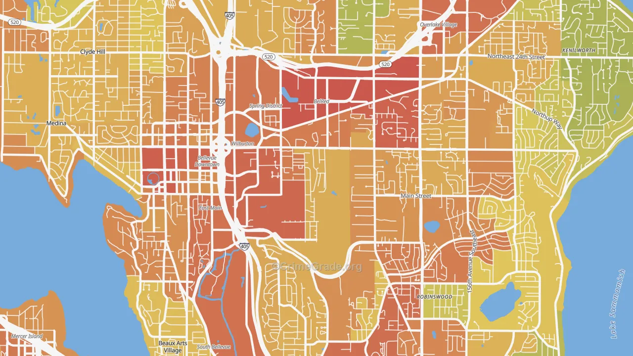 98005, WA Map of Vehicle Theft Rates
