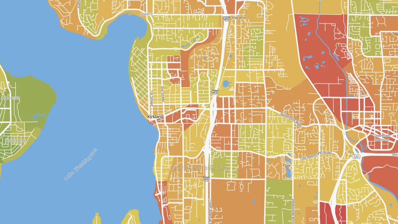 98033, WA Map of Vehicle Theft Rates