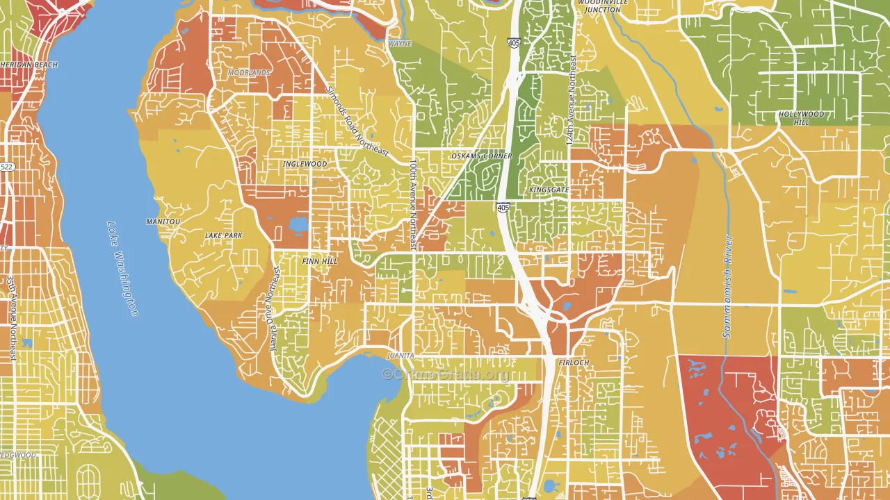 98034, WA Map of Vehicle Theft Rates