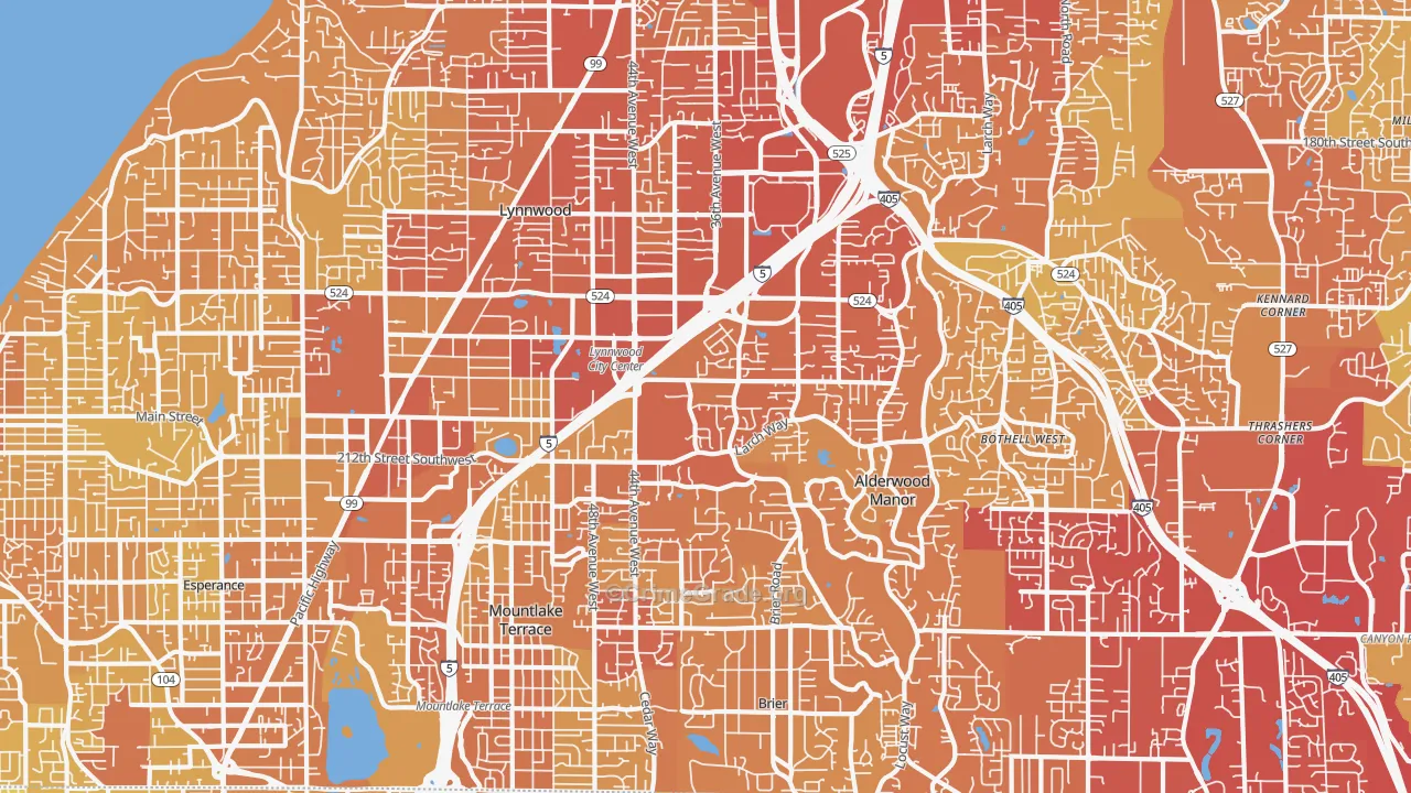 98036, WA Map of Vehicle Theft Rates