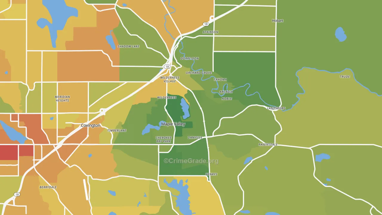 98038, WA Map of Vehicle Theft Rates