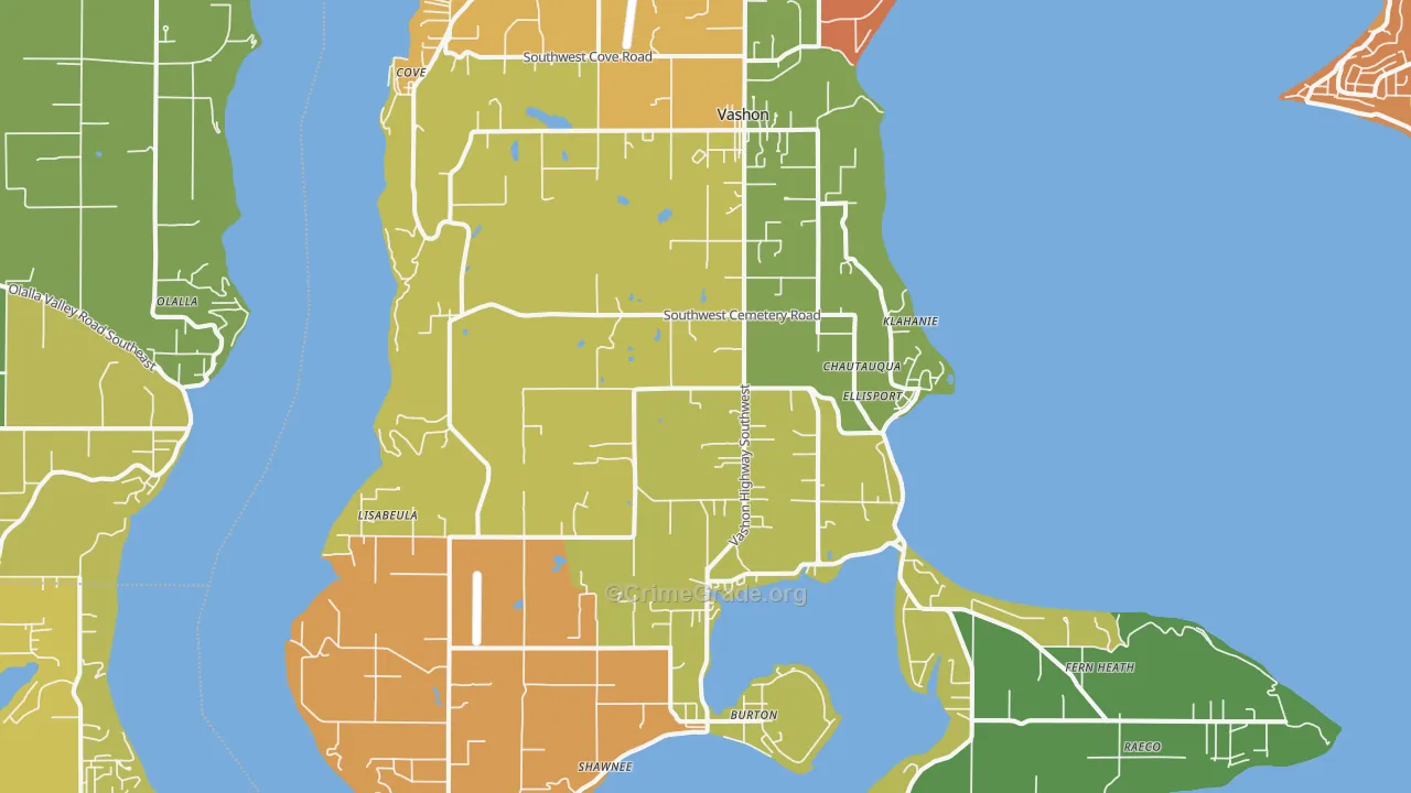 98070, WA Map of Vehicle Theft Rates