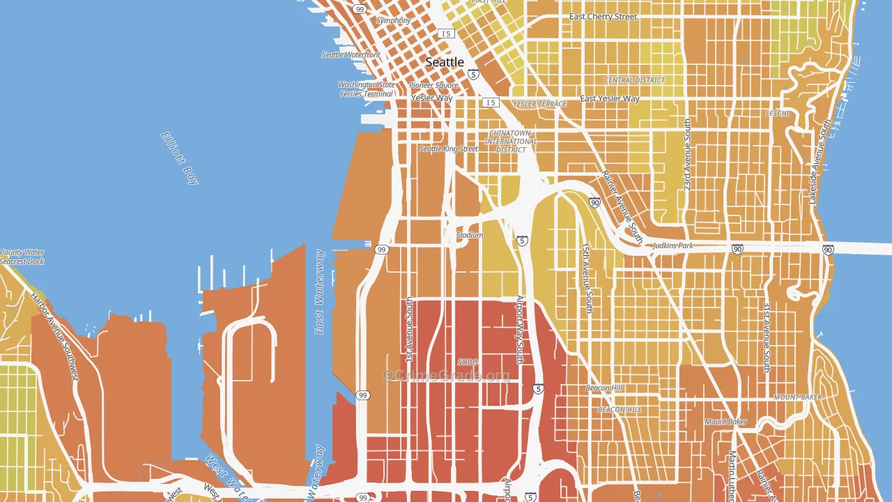 98134, WA Map of Vehicle Theft Rates