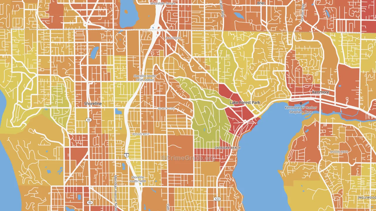 98155, WA Map of Vehicle Theft Rates