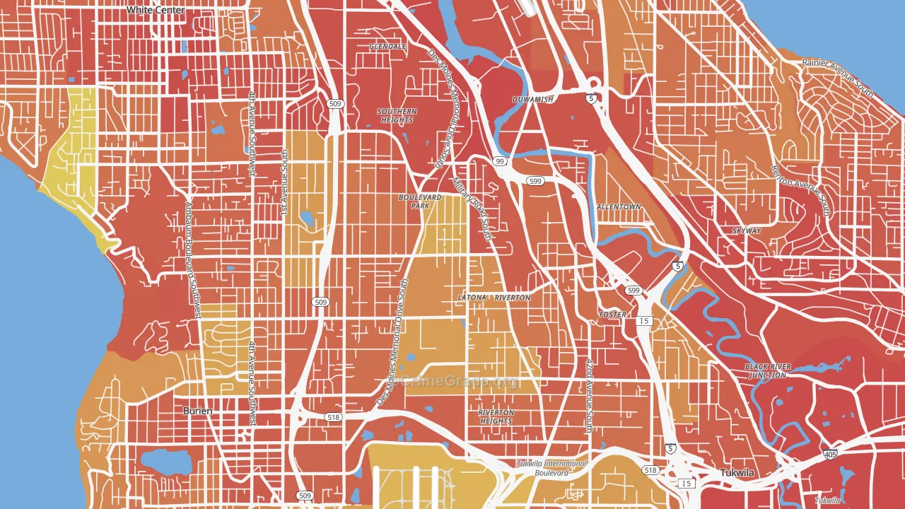 98168, WA Map of Vehicle Theft Rates