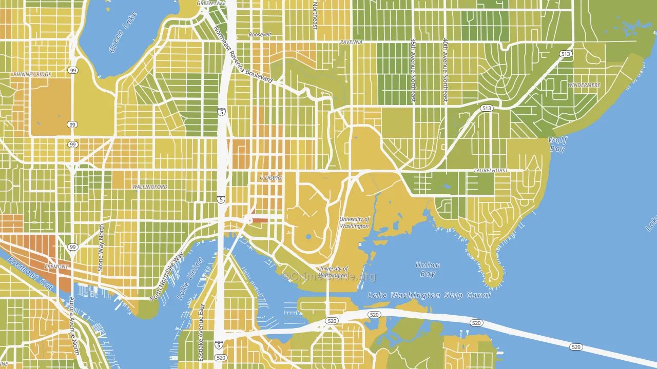 98195, WA Map of Vehicle Theft Rates