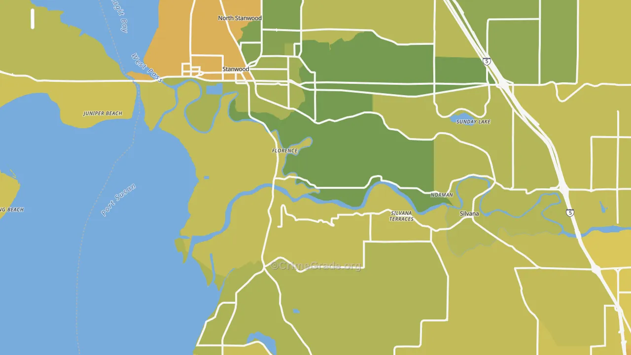 98292, WA Map of Vehicle Theft Rates