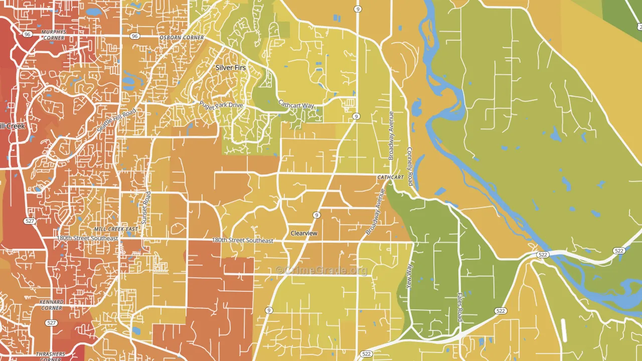 98296, WA Map of Vehicle Theft Rates