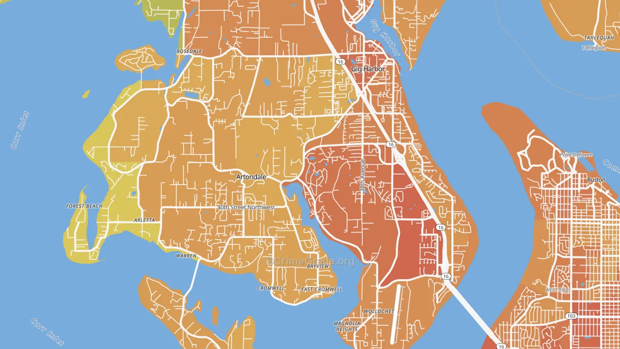 98335, WA Map of Vehicle Theft Rates
