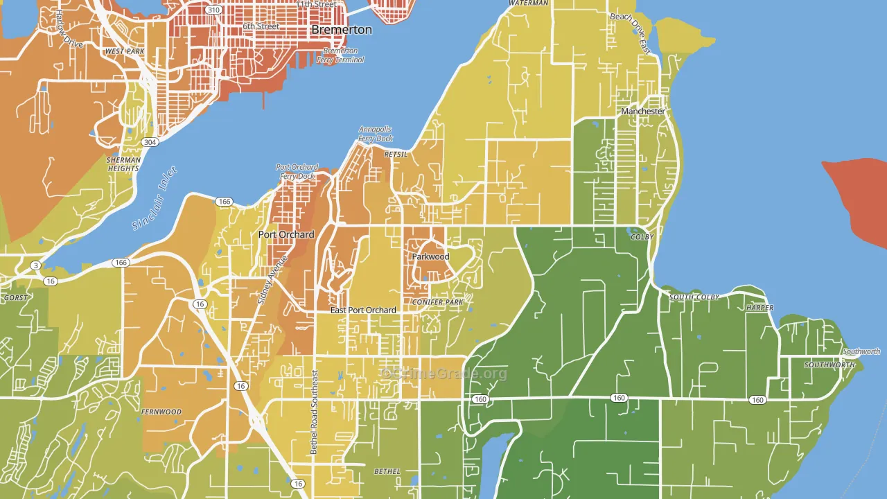 98366, WA Map of Vehicle Theft Rates