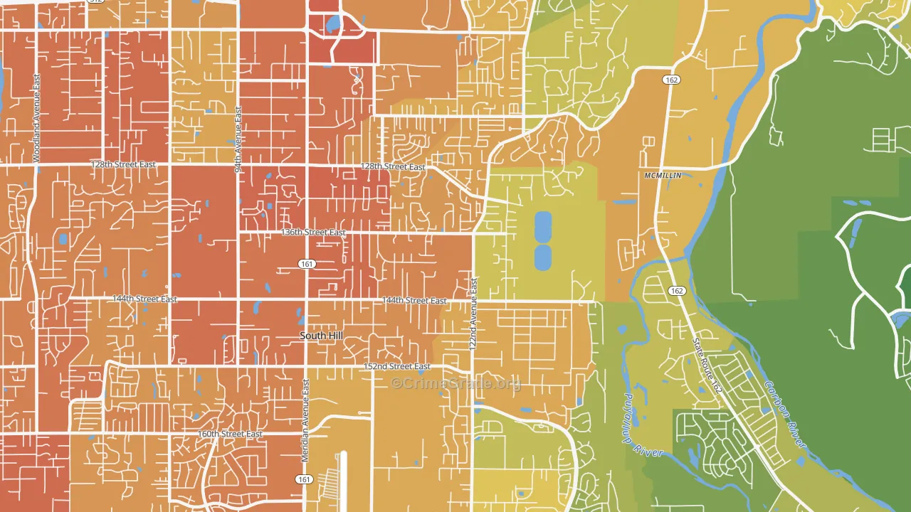 98374, WA Map of Vehicle Theft Rates