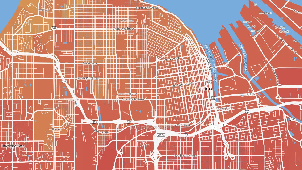 98405, WA Map of Vehicle Theft Rates