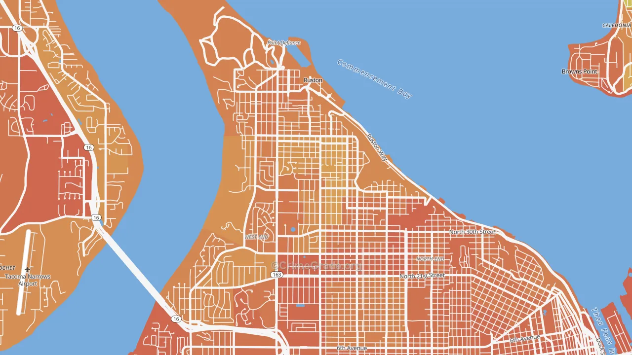 98407, WA Map of Vehicle Theft Rates