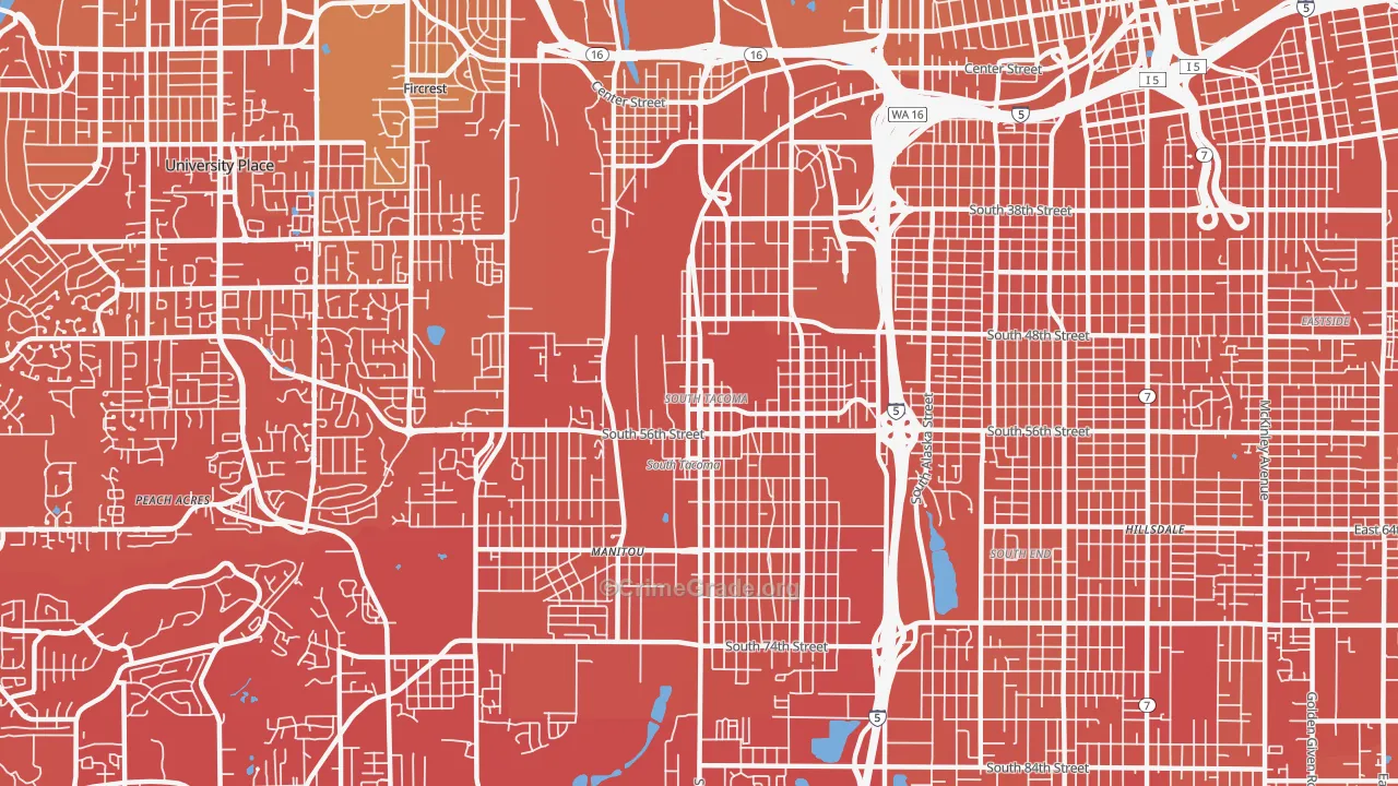 98409, WA Map of Vehicle Theft Rates