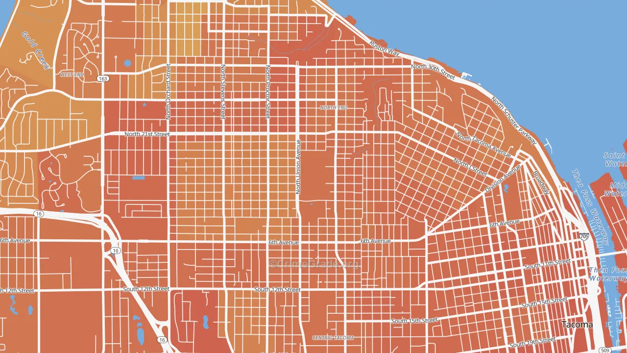 98416, WA Map of Vehicle Theft Rates