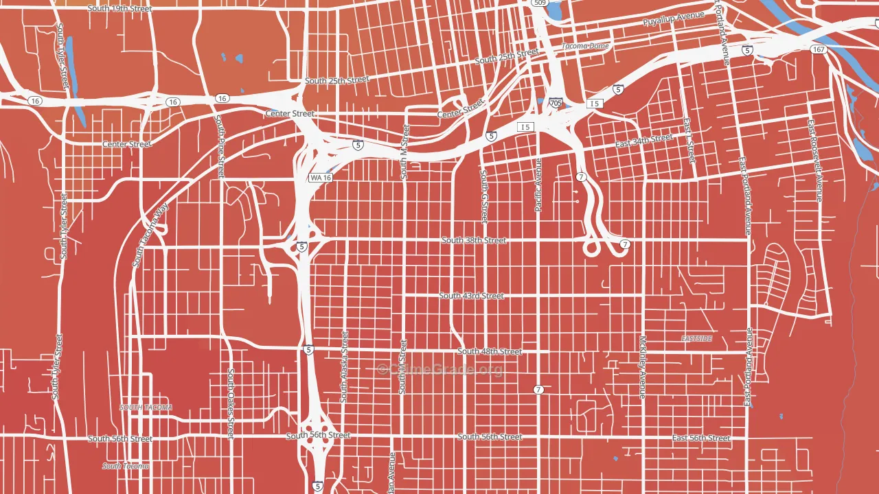 98418, WA Map of Vehicle Theft Rates