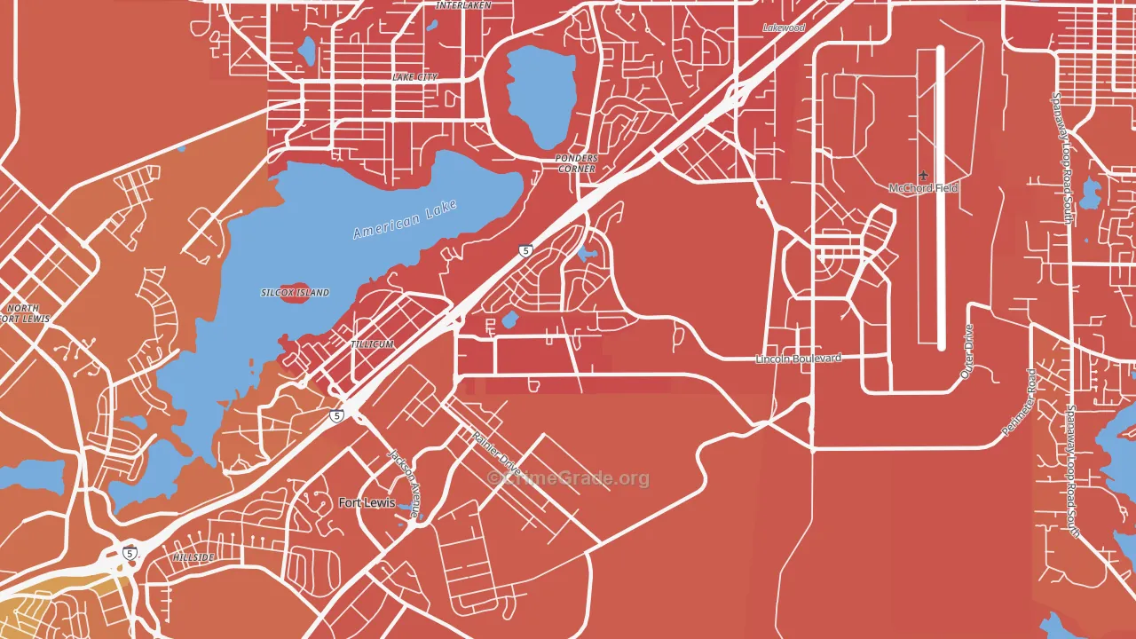 98439, WA Map of Vehicle Theft Rates
