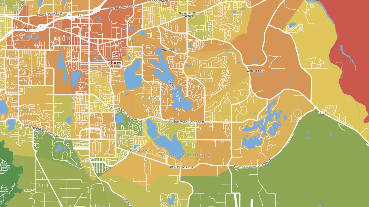 98513, WA Map of Vehicle Theft Rates