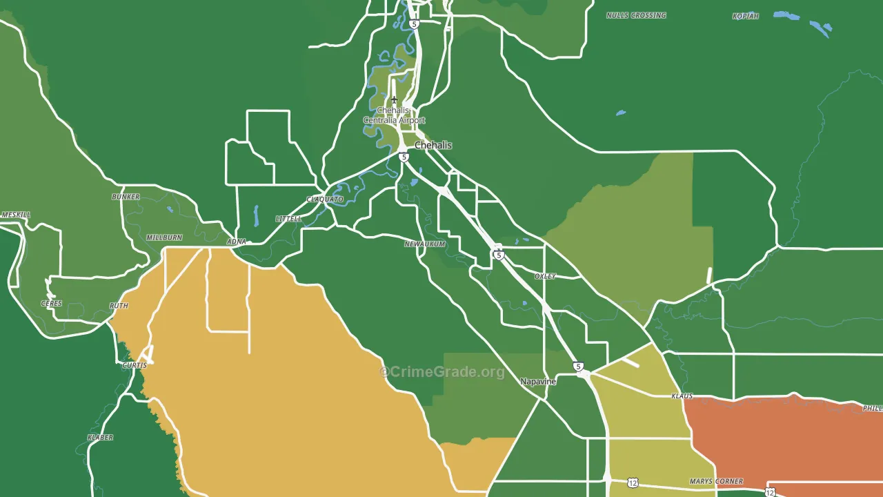 98532, WA Map of Vehicle Theft Rates
