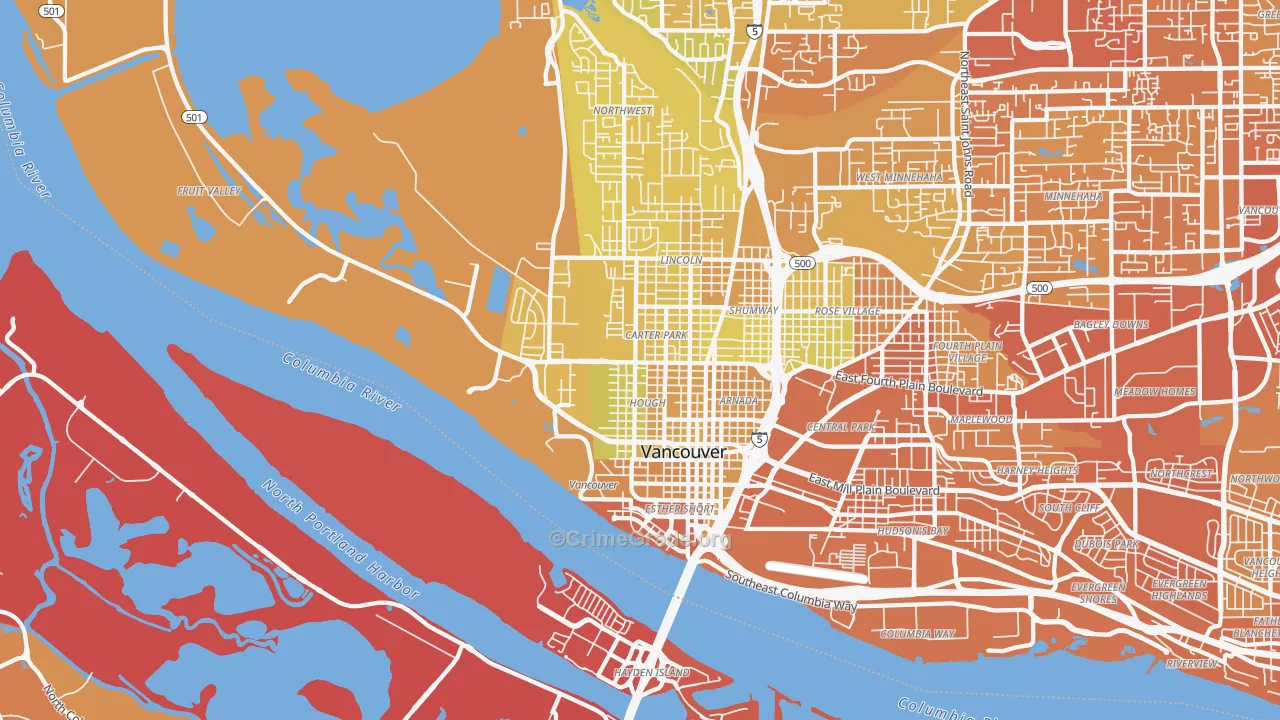 98660, WA Map of Vehicle Theft Rates