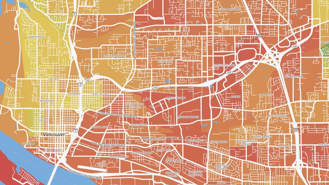 98661, WA Map of Vehicle Theft Rates
