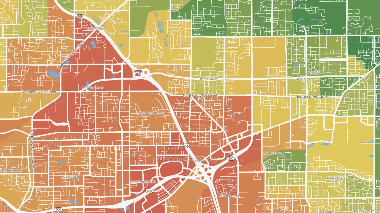 98662, WA Map of Vehicle Theft Rates
