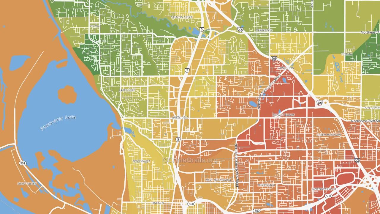 98665, WA Map of Vehicle Theft Rates