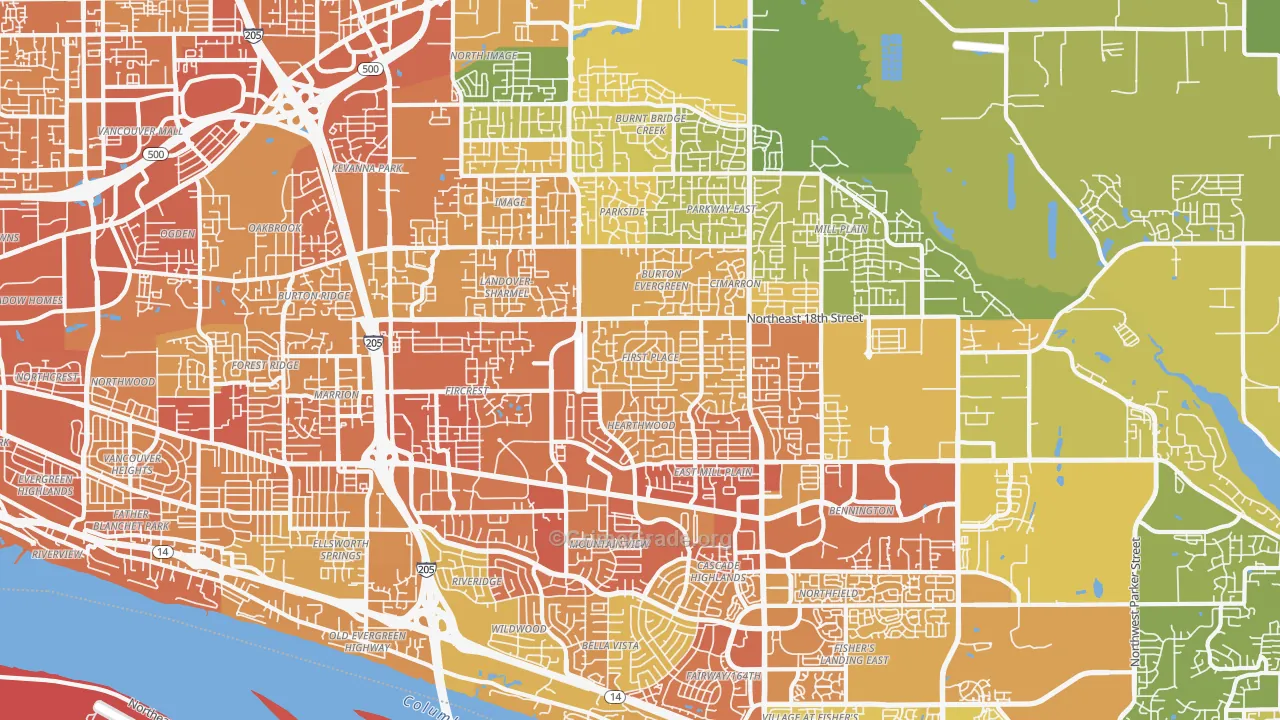 98684, WA Map of Vehicle Theft Rates