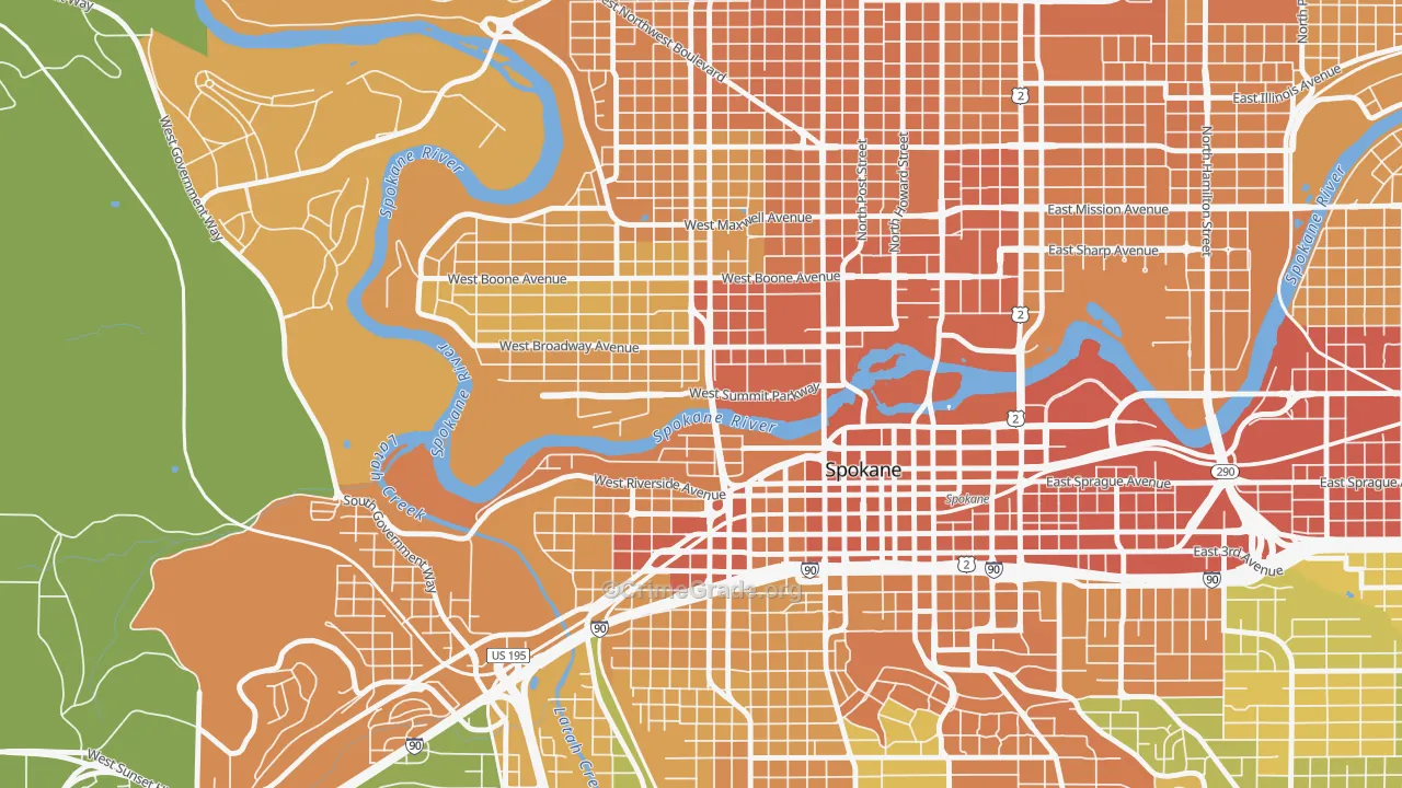 99201, WA Map of Vehicle Theft Rates