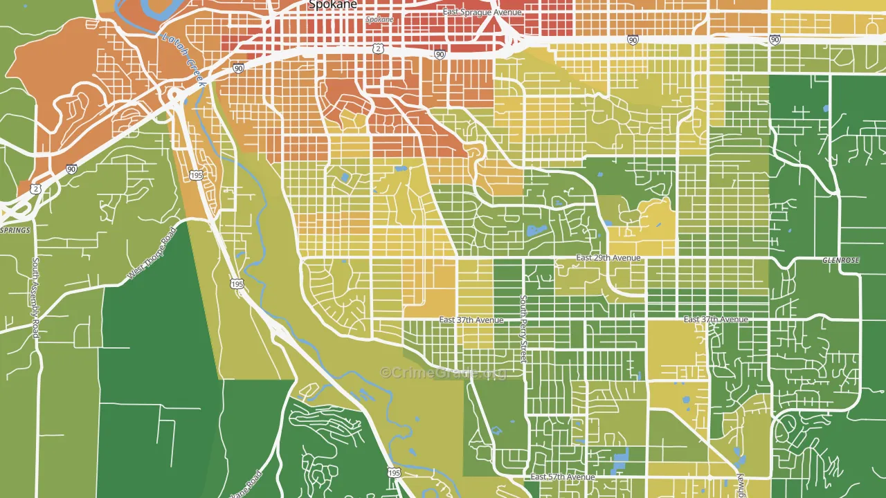 99203, WA Map of Vehicle Theft Rates