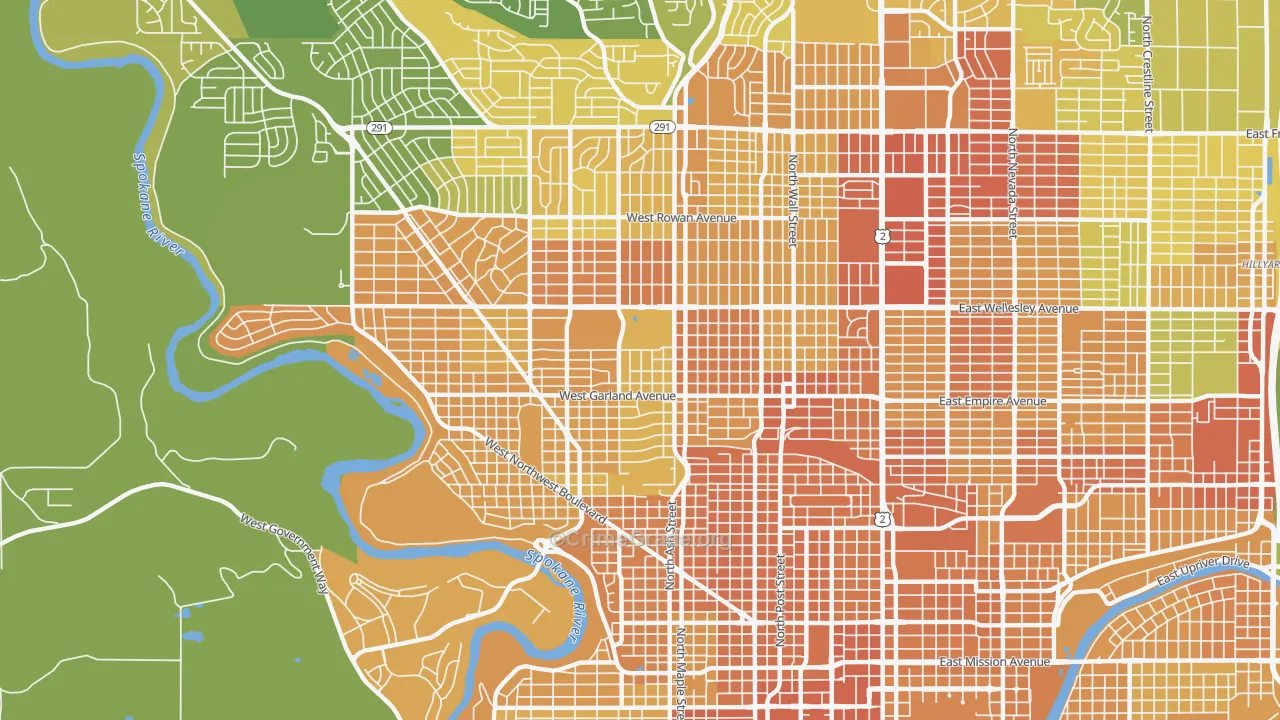 99205, WA Map of Vehicle Theft Rates