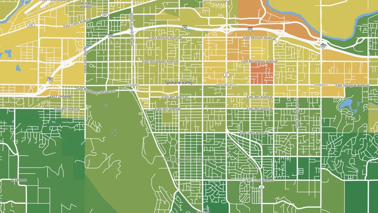 99206, WA Map of Vehicle Theft Rates