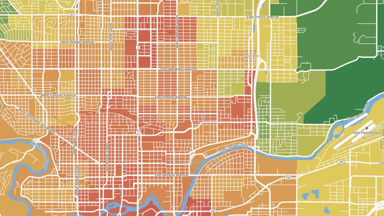 99207, WA Map of Vehicle Theft Rates