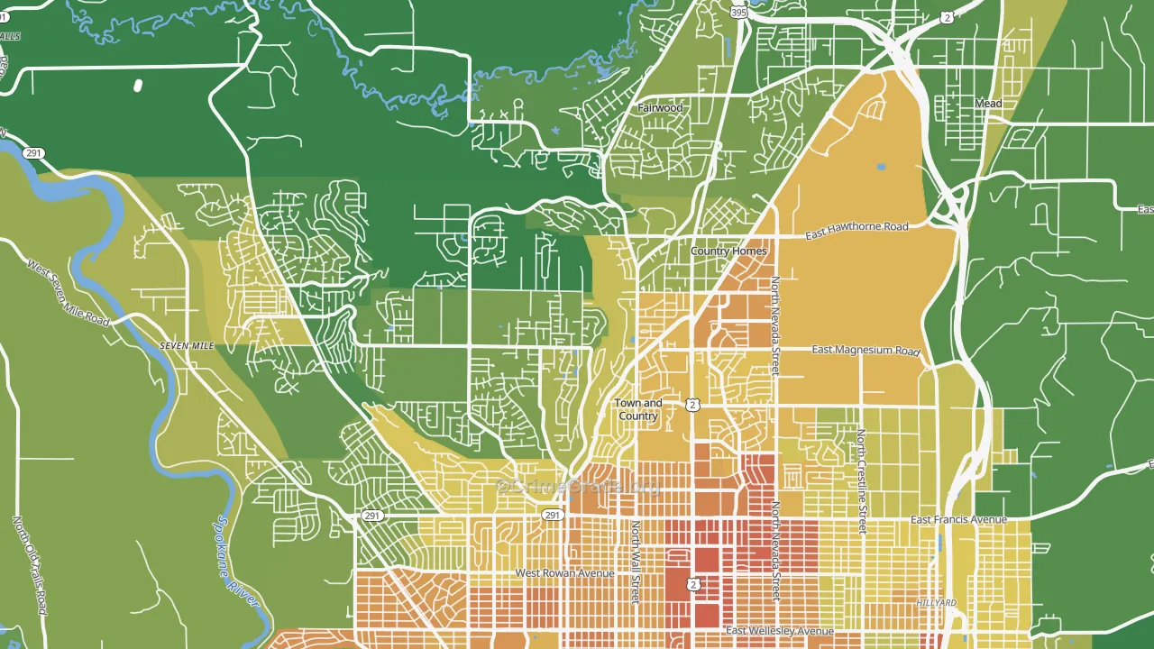 99208, WA Map of Vehicle Theft Rates