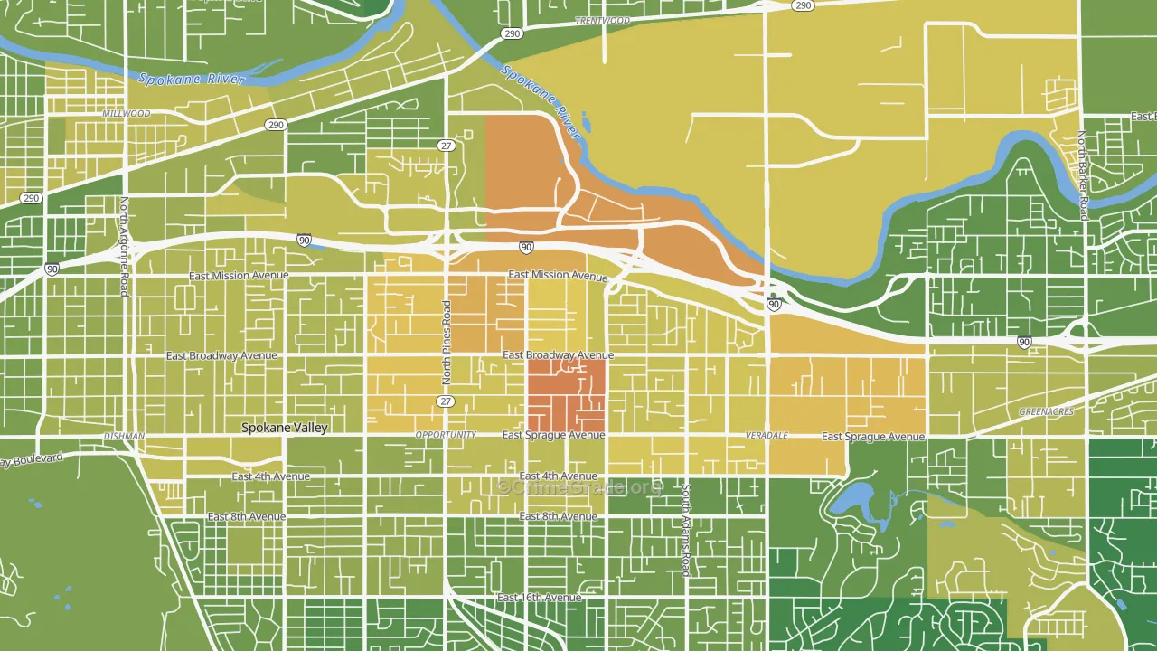 99216, WA Map of Vehicle Theft Rates