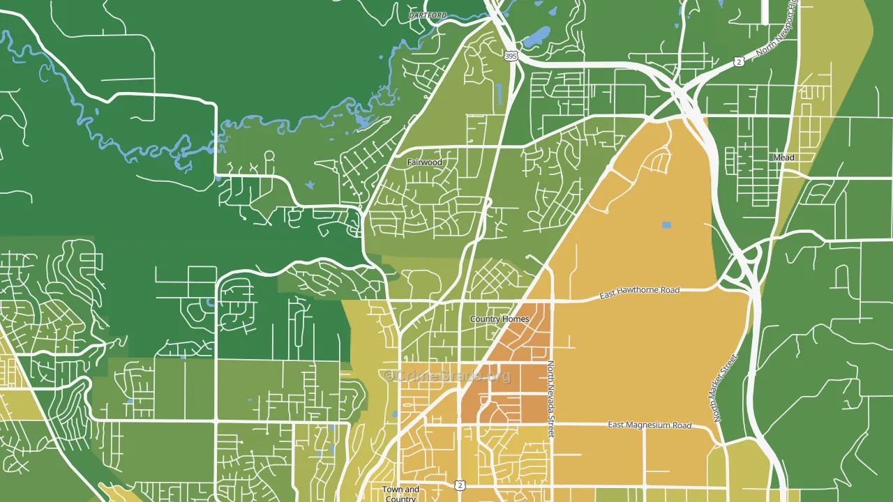 99218, WA Map of Vehicle Theft Rates