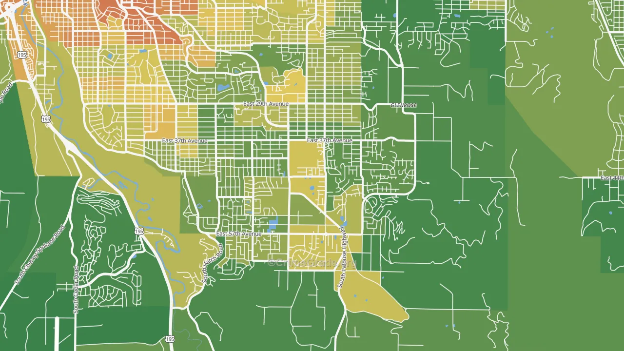 99223, WA Map of Vehicle Theft Rates