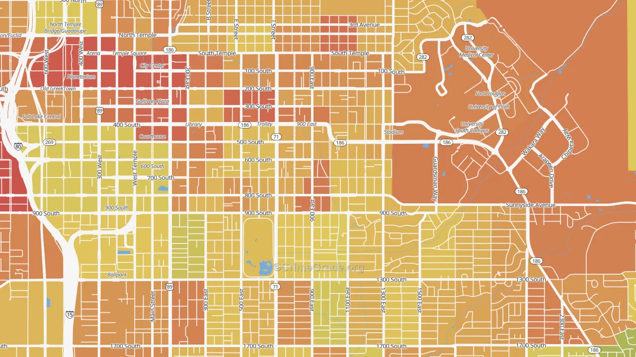 9th and 9th, Salt Lake City, UT Map of Vehicle Theft Rates