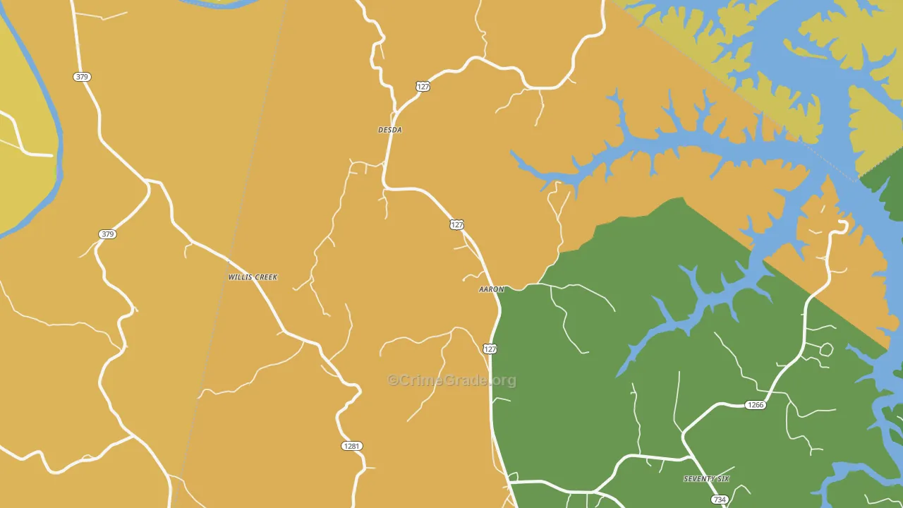 Aaron, KY Map of Vehicle Theft Rates
