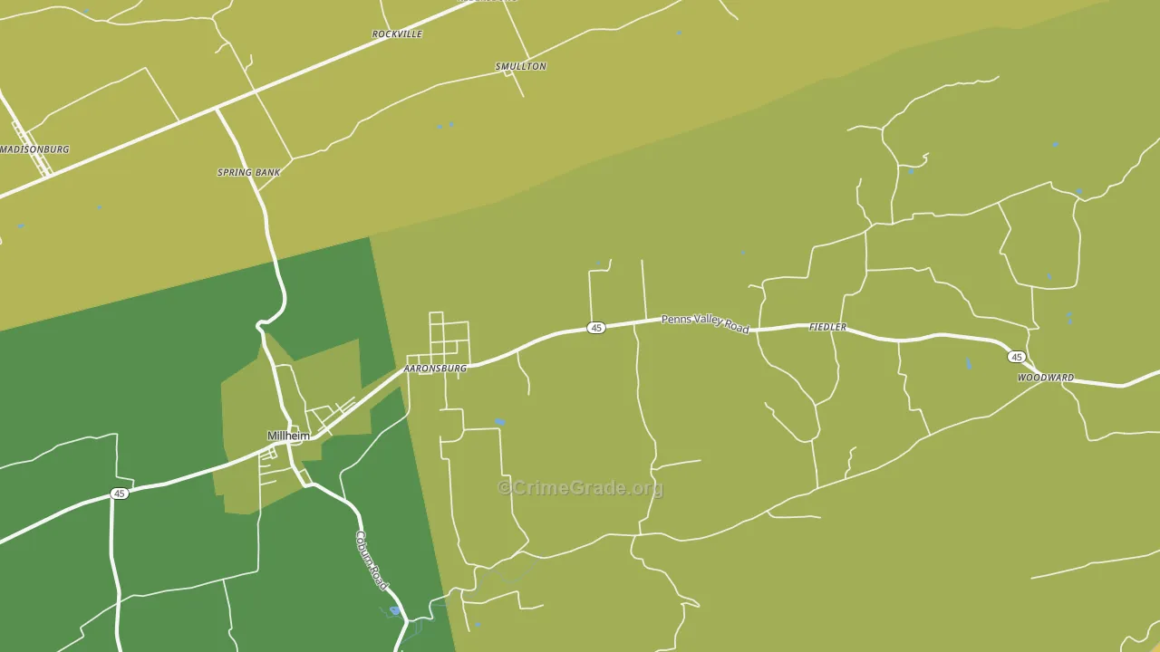 Aaronsburg, PA Map of Vehicle Theft Rates