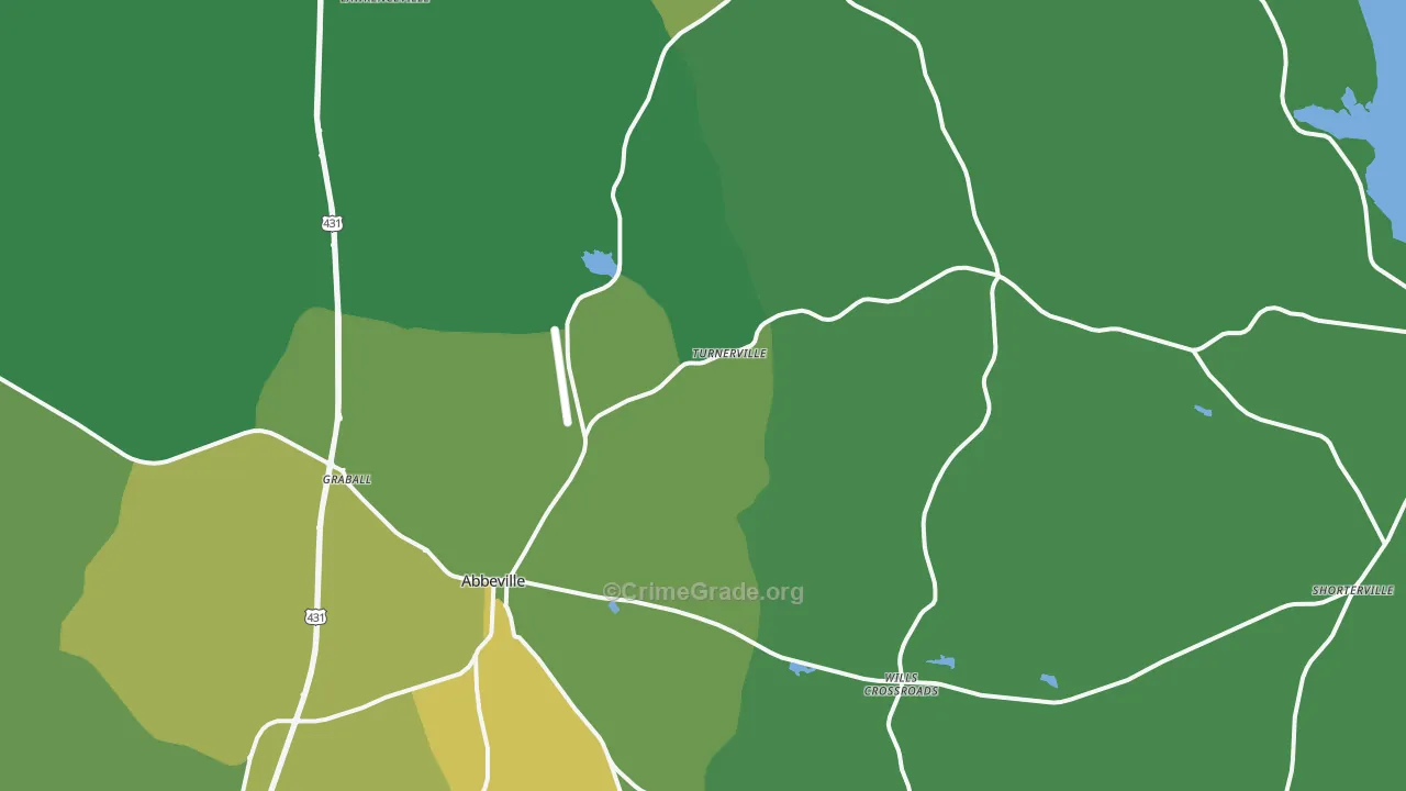 Abbeville, AL Map of Vehicle Theft Rates