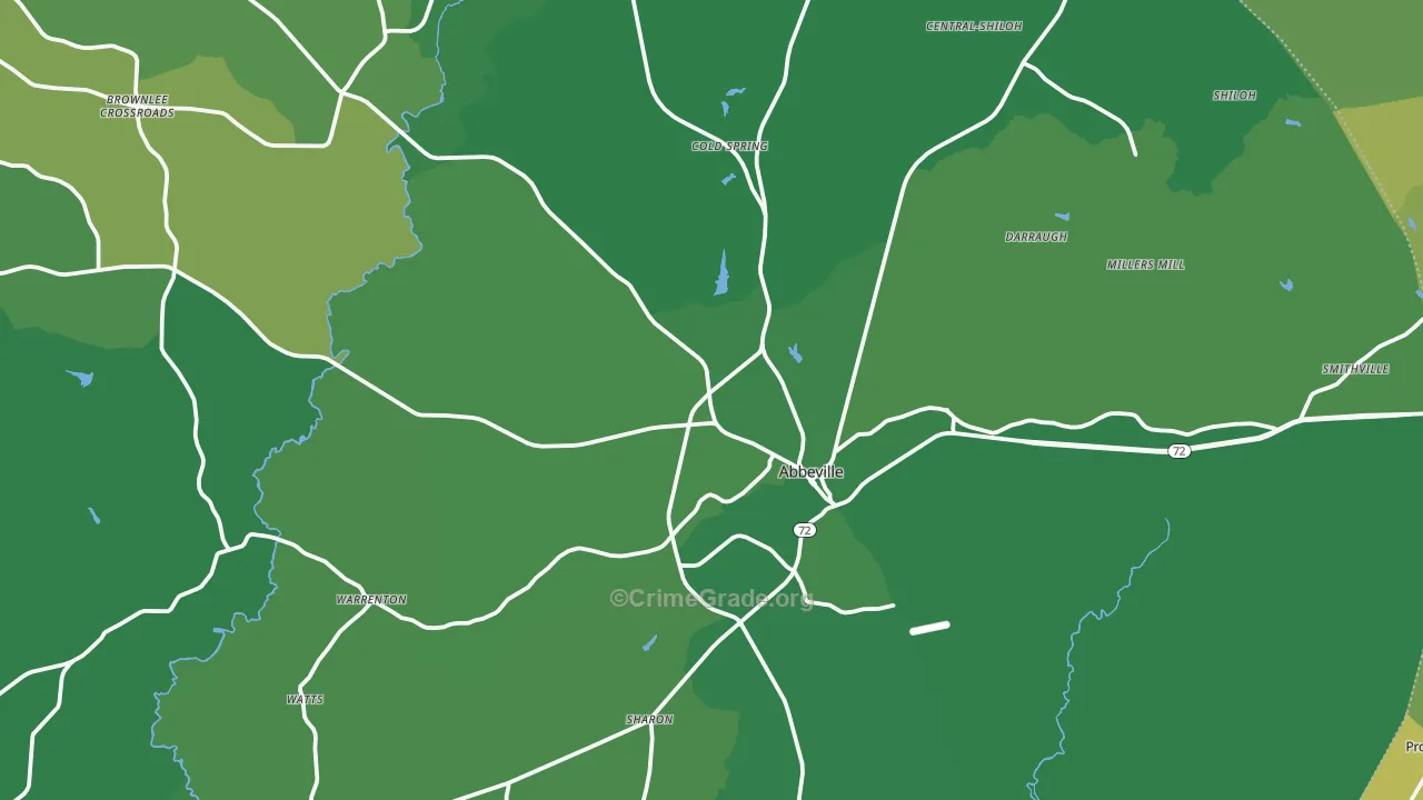 Abbeville, SC Map of Vehicle Theft Rates
